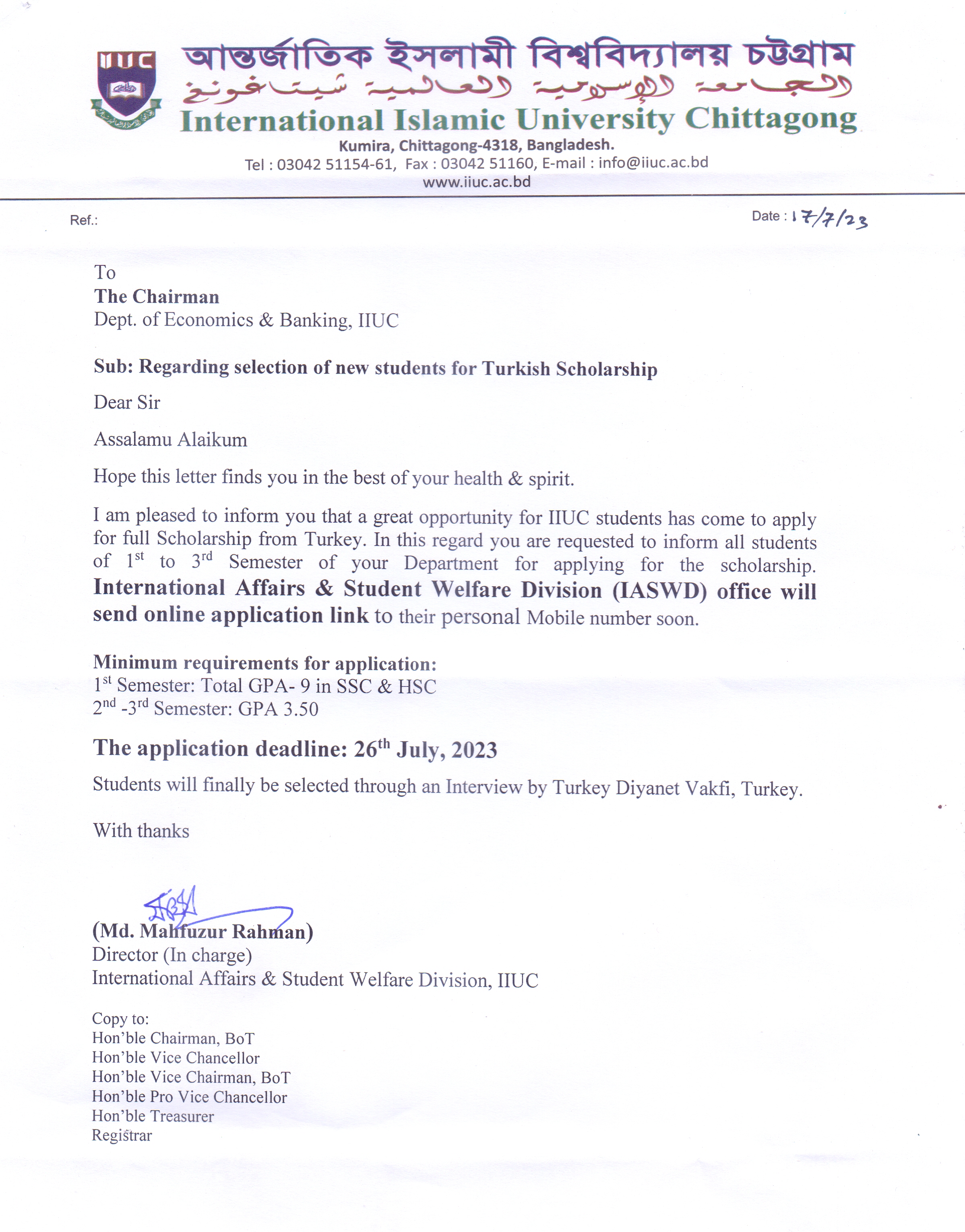 Full Funded Turkish Scholarship-2023